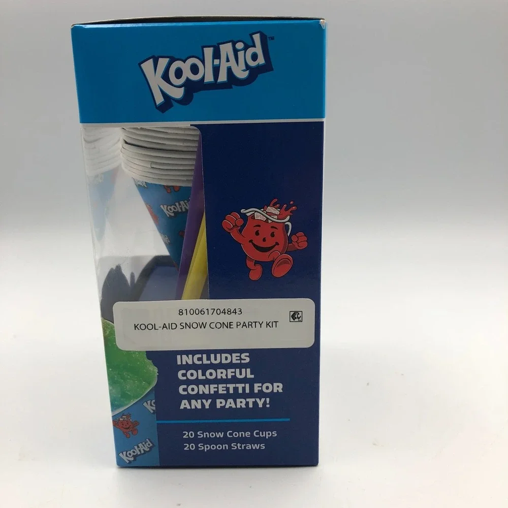 KOOL-AID SNOW CONE PARTY KIT - 20 CUPS & 20 SPOON STRAWS - NEW IN BOX